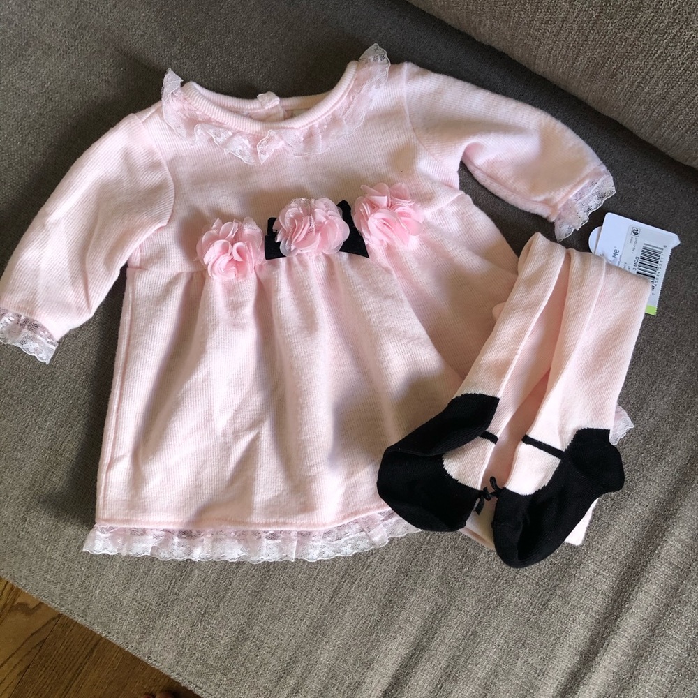 Little Me | Infant girl dress and tights set